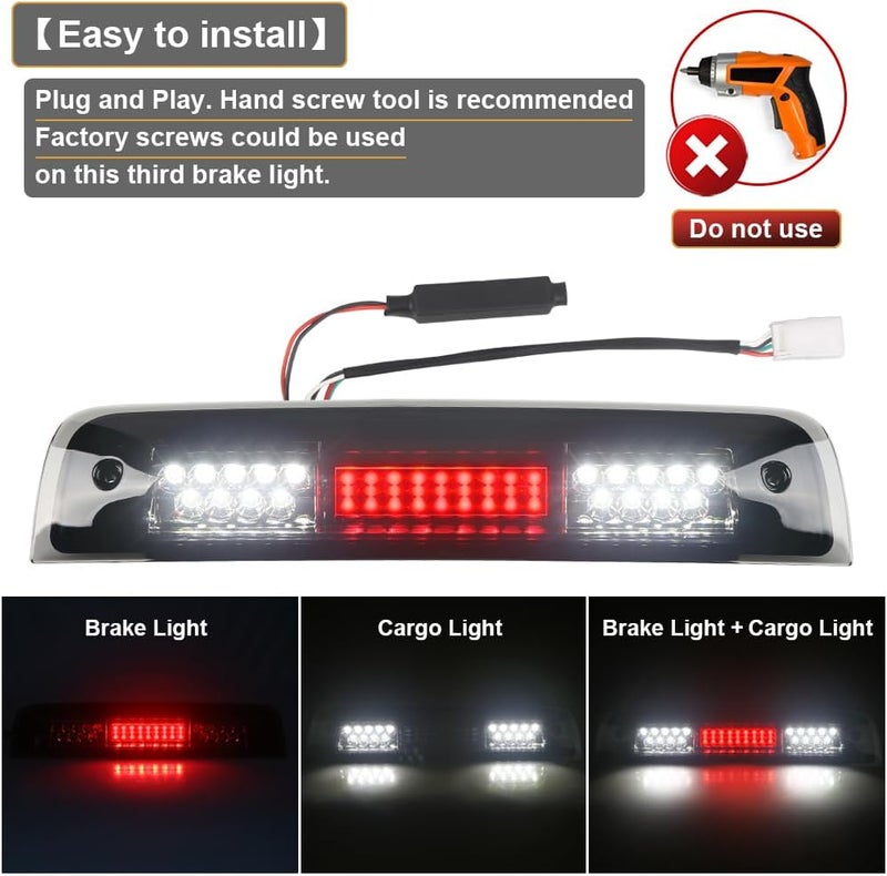 RAVSOFT LED 3rd Third Brake Light Smoked Lens with Seal Gasket For 2009-2018 Dodge Ram 1500 2500 3500 High Mount Stop Lamp Assembly - Image 2